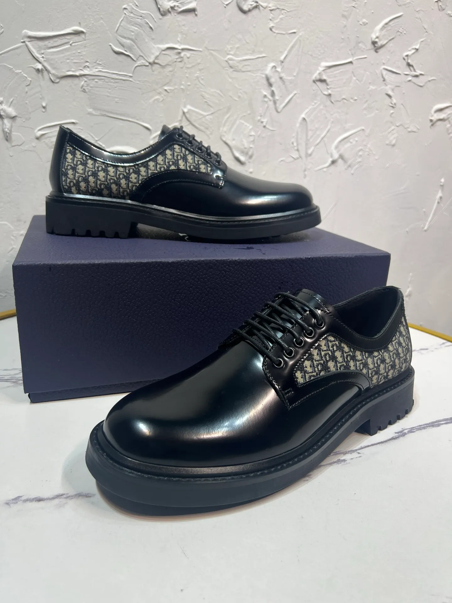Men's shoes 💰780💰 🔥🔥🔥3990 The latest Dior/Dior men's logo leather shoes, lace-up GRANVILLE moccasin loafers, original version developed one to one, imported cowhide open edge beads on the surface, cowhide lining, complete packaging code number 39-46